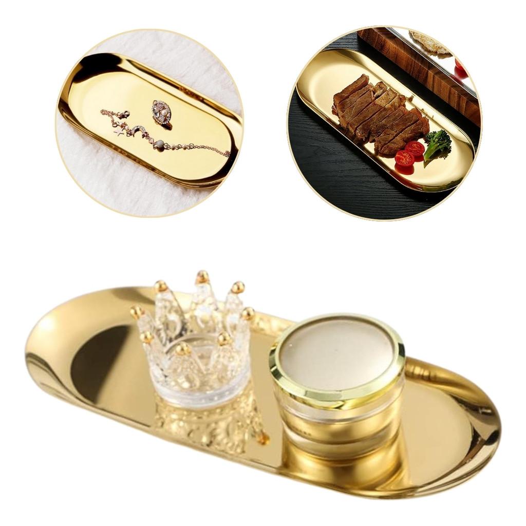 Bandeja Luxo Rasa Aço Inox Oval Espelhada Decoração De Mesa  Dourado - ENTREGA IMEDIATA