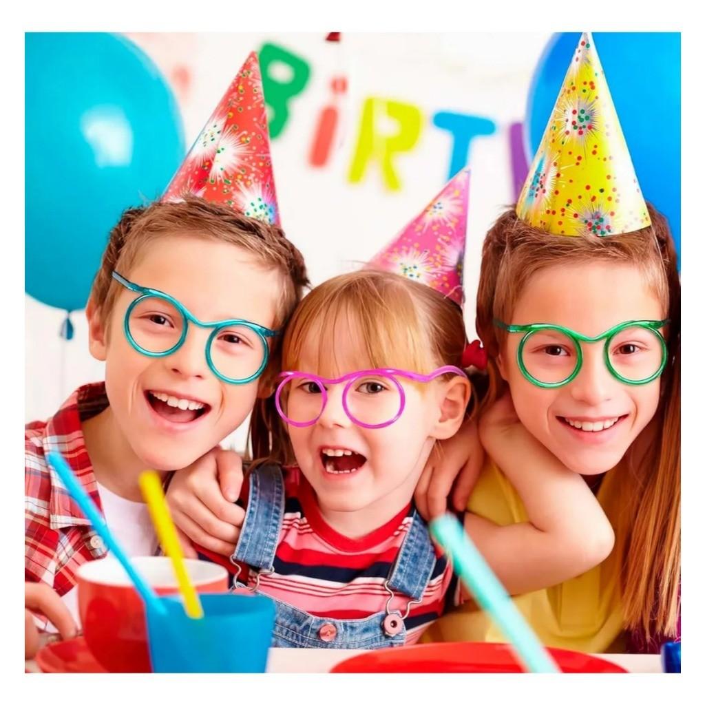 Óculos De Plastico Divertidos Infantil Colorido Festa Bebida Canudo Reutilizável Arco-Íris Frete Imediato