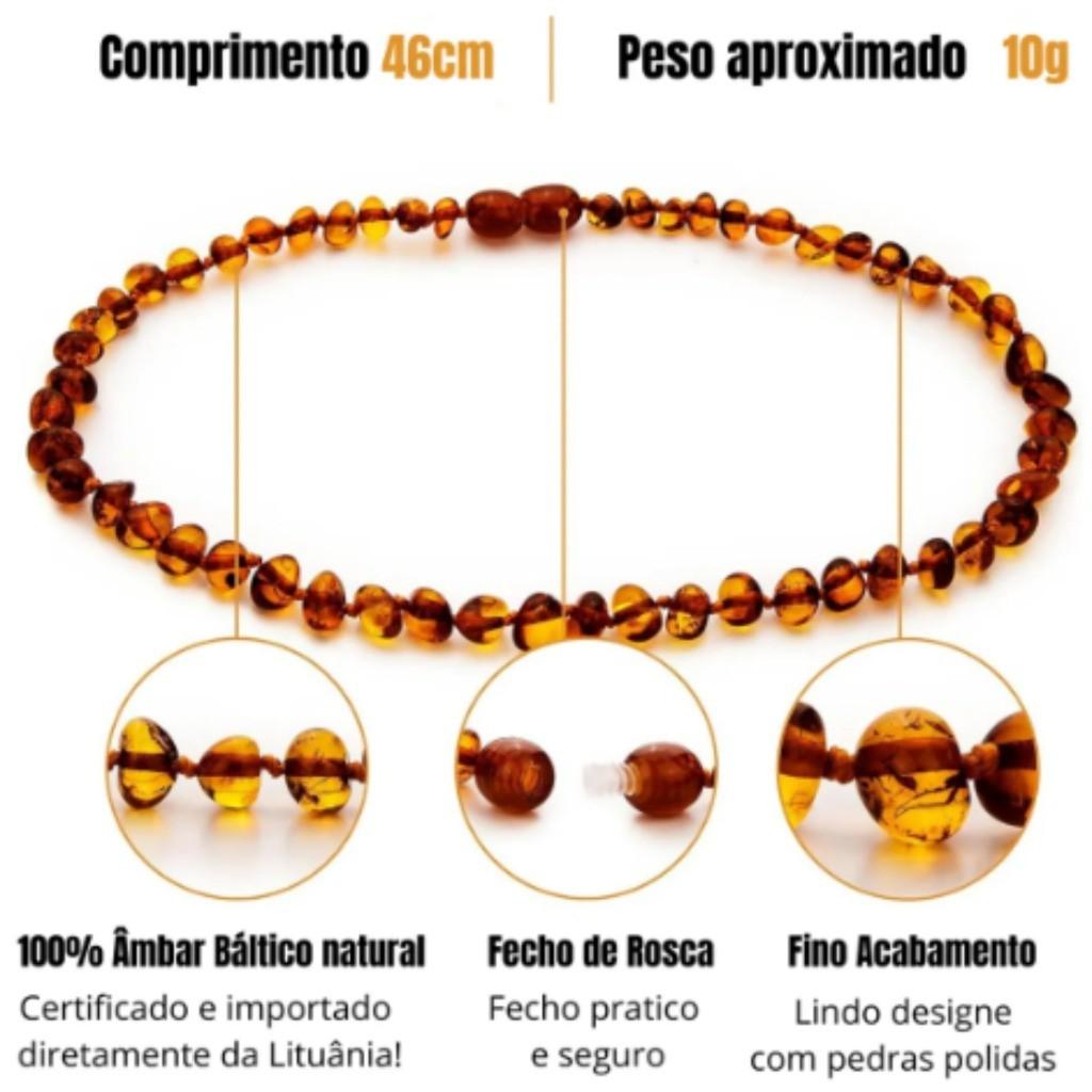 Colar Âmbar Báltico Original Com Certificado E Bolsa Adulto Feminino Masculino Multi Cores
