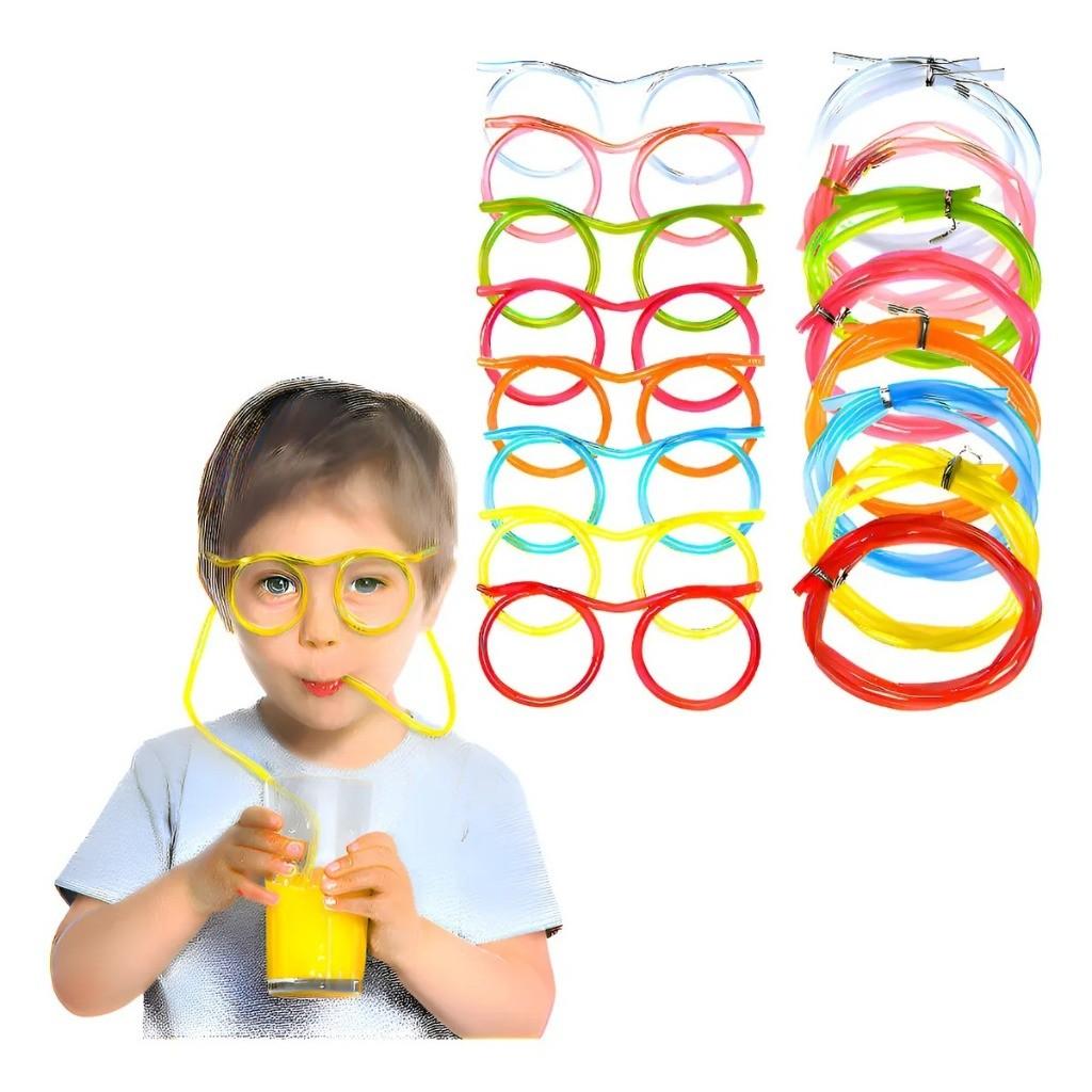 Óculos De Plastico Divertidos Infantil Colorido Festa Bebida Canudo Reutilizável Arco-Íris Frete Imediato