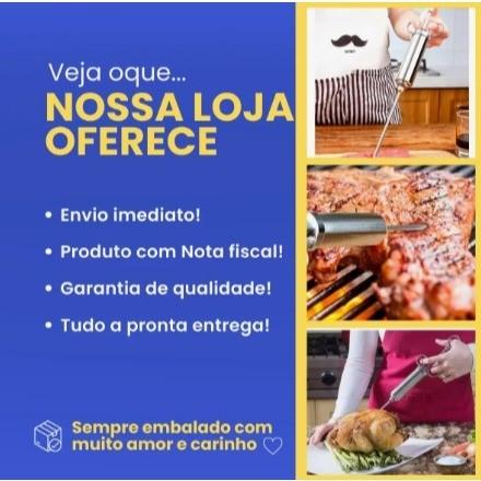 Seringa Injetora de Tempero Molho Kit Completo 3 Agulhas Aço Inox Para Carnes Aves Peixes Profissional