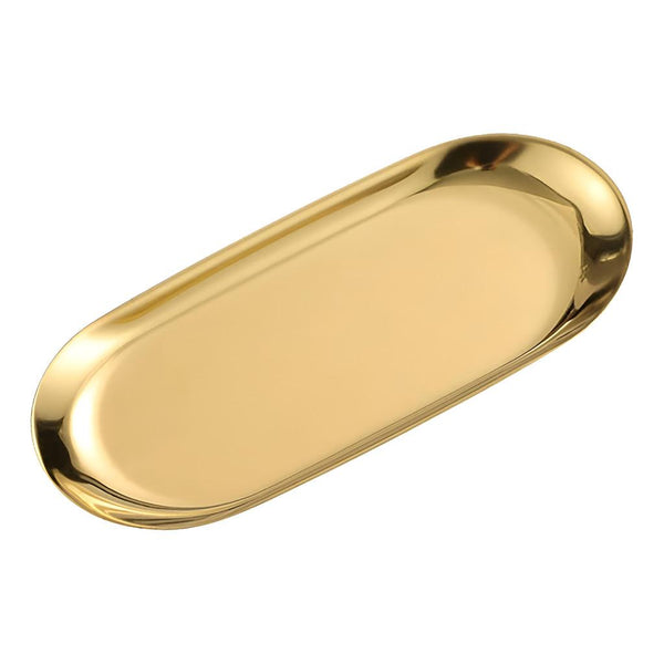 Bandeja Luxo Rasa Aço Inox Oval Espelhada Decoração De Mesa  Dourado - ENTREGA IMEDIATA