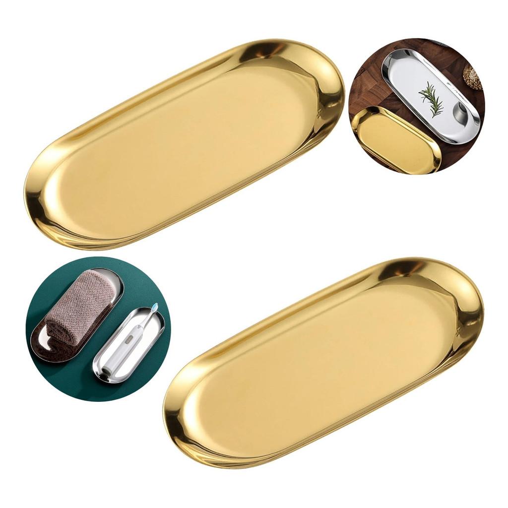 Bandeja Luxo Rasa Aço Inox Oval Espelhada Decoração De Mesa  Dourado - ENTREGA IMEDIATA