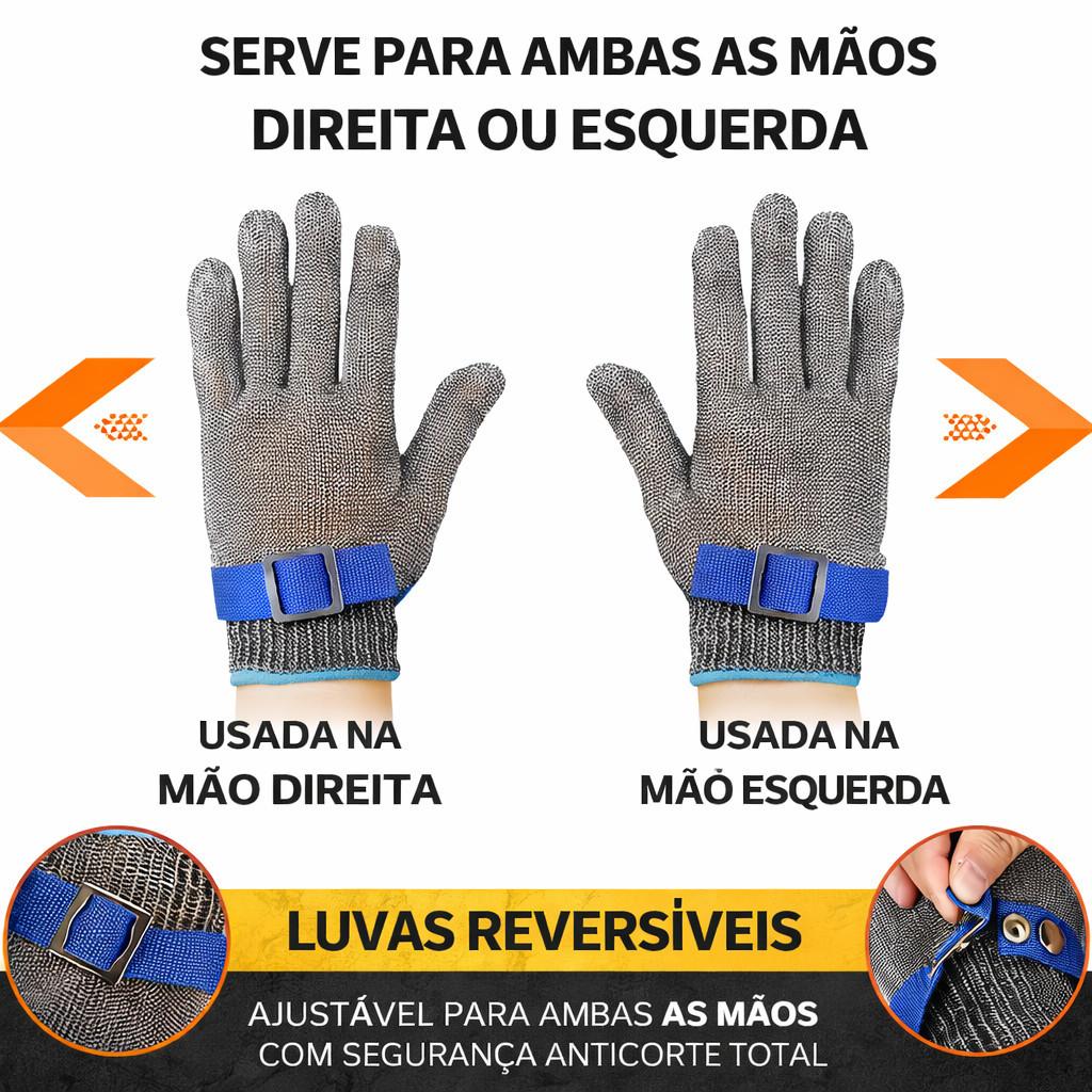 Luva De Açougueiro Fios De Aço Anti Corte Alta Proteção Segurança do Trabalho Acidente - Entrega Imediata