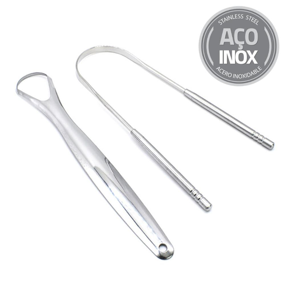 Kit Ferramenta P Limpar Língua 100% Aço Inox Raspagem Lingual Ayurveda Palaziun