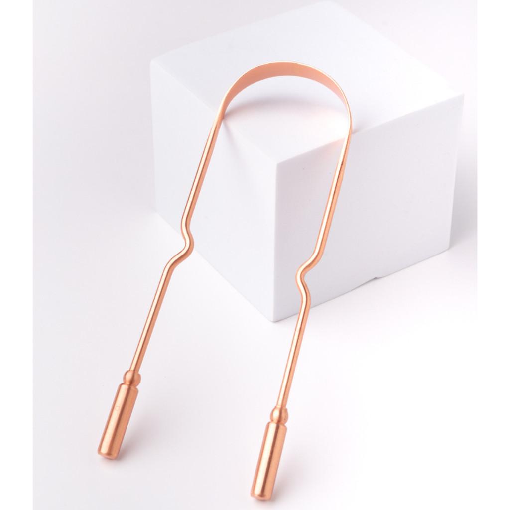 Raspador Limpador de Língua De Cobre 100% Puro Higienizador Lingual Ayurveda Com Bolsinha Zip