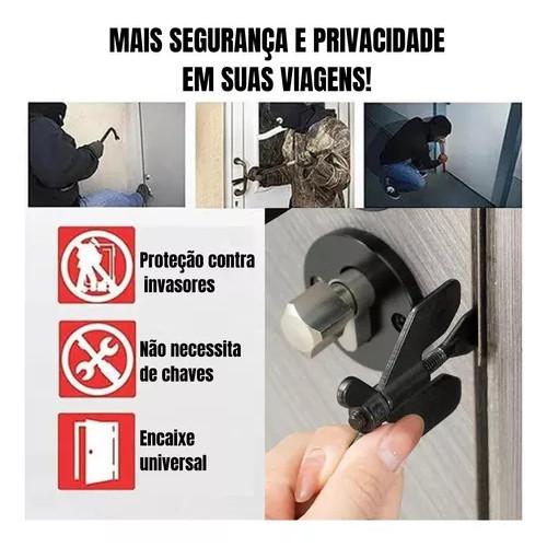 Fechadura Trava Portátil De Segurança P/ Porta De Hotel Motel Aço Inox Tranca Ajustavel Viagens Quarto Anti Roubo