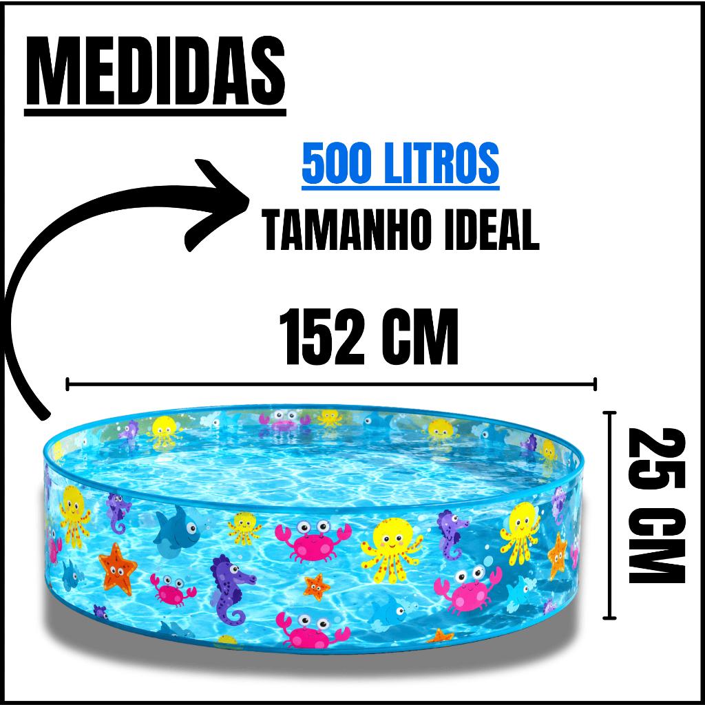 Piscina Inflável 500 Litros Crianças 152CM Colorida Praia Verão Infantil Água Criançãs Redonda