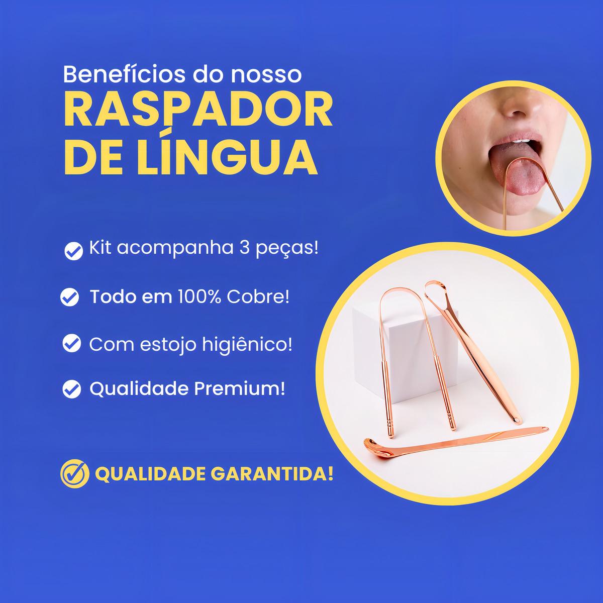 Kit 3 Ferramentas P/ Limpar Língua Cobre Raspagem Lingual