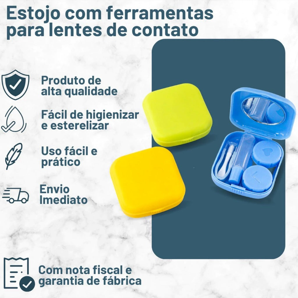 Kit Lentes de Contato Completo com Espelho Prático e Portátil Kit Pinça Ventosa Espelho