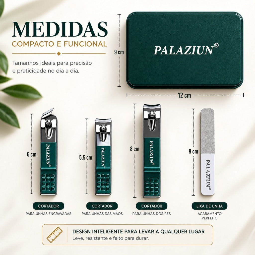 Alicate Cortador Desencravador de Unhas Grossas Lixa Ponta Reta Curva Alicatinho Com Estojo Manicure Pedicure Luxo Inox