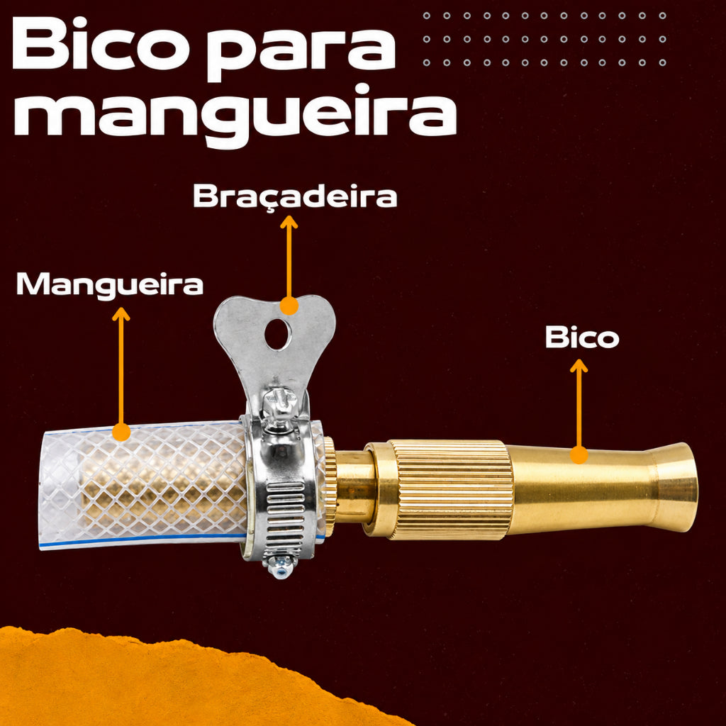 Bico Ponta Ponteira Para Mangueira Pulverizador Agua Bico Cobre Ajustável Regulável Alta Pressão
