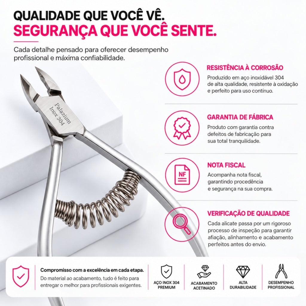Alicate Para Fazer Tirar Cuticula Profissional Alicatinho Aço Inox Com Mola Pé Mão Cutilagem Pedicure Manicure Prateado