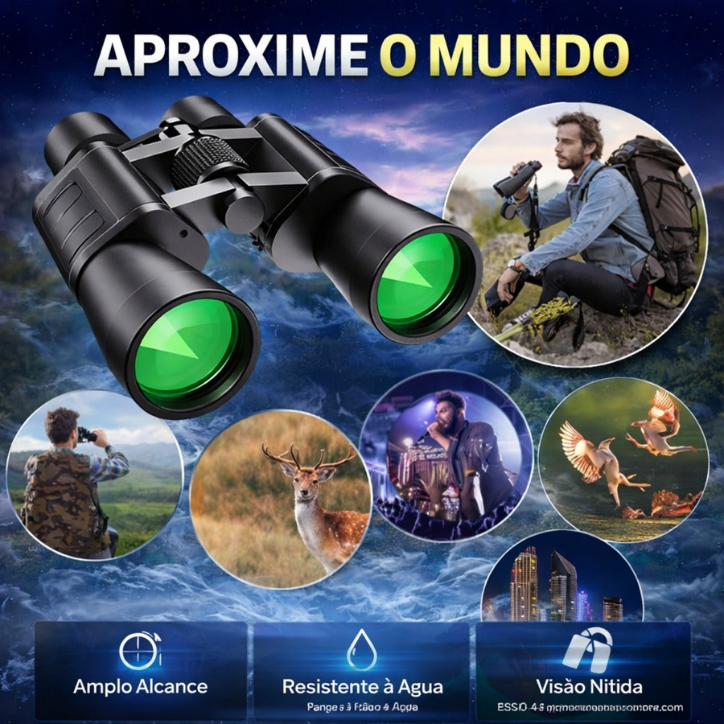 Binoculo Profissional Emborrachado 20x50 Longo Alcance 10KM Modelo 2052 Frete Imediato