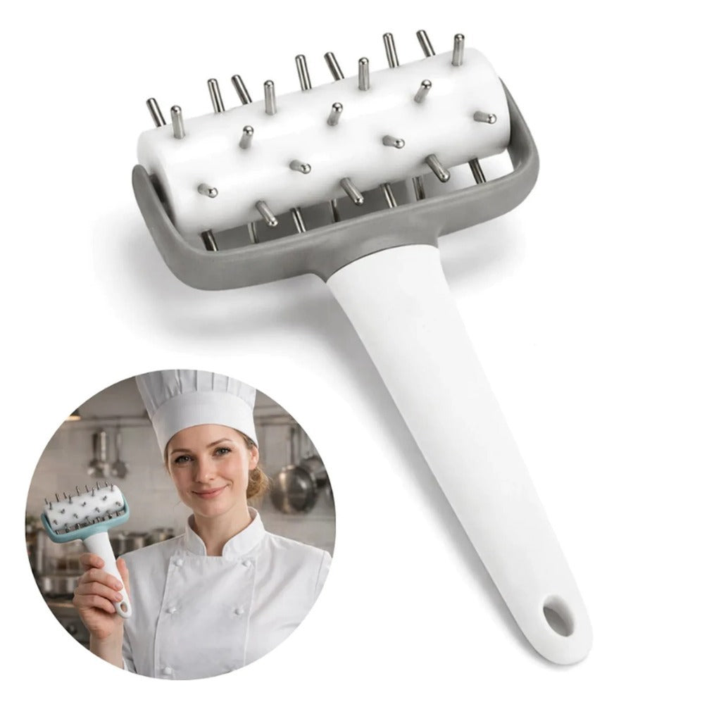 Rolo Furador de Bolha Amassador de Massas Pizza Gourmet Pinos Em Aço Inox Rolinho Culinario Pizzaria Padaria Profissiona
