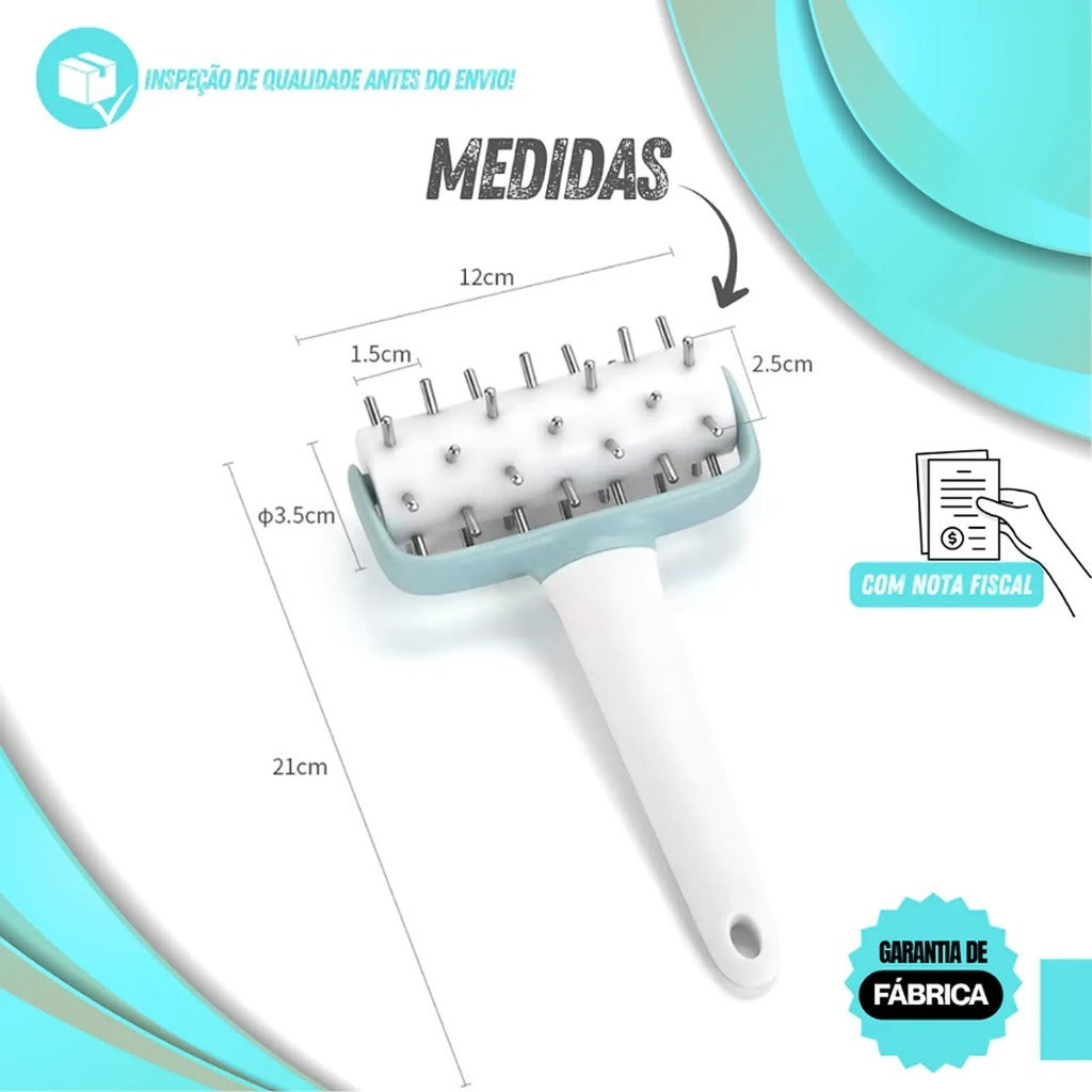 Rolo Furador de Bolha Amassador de Massas Pizza Gourmet Pinos Em Aço Inox Rolinho Culinario Pizzaria Padaria Profissiona