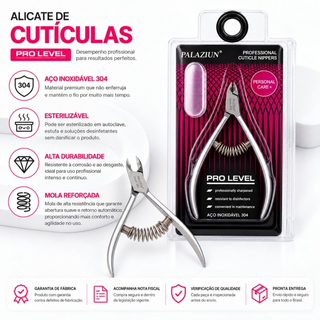 Alicate Para Fazer Tirar Cuticula Profissional Alicatinho Aço Inox Com Mola Pé Mão Cutilagem Pedicure Manicure Prateado