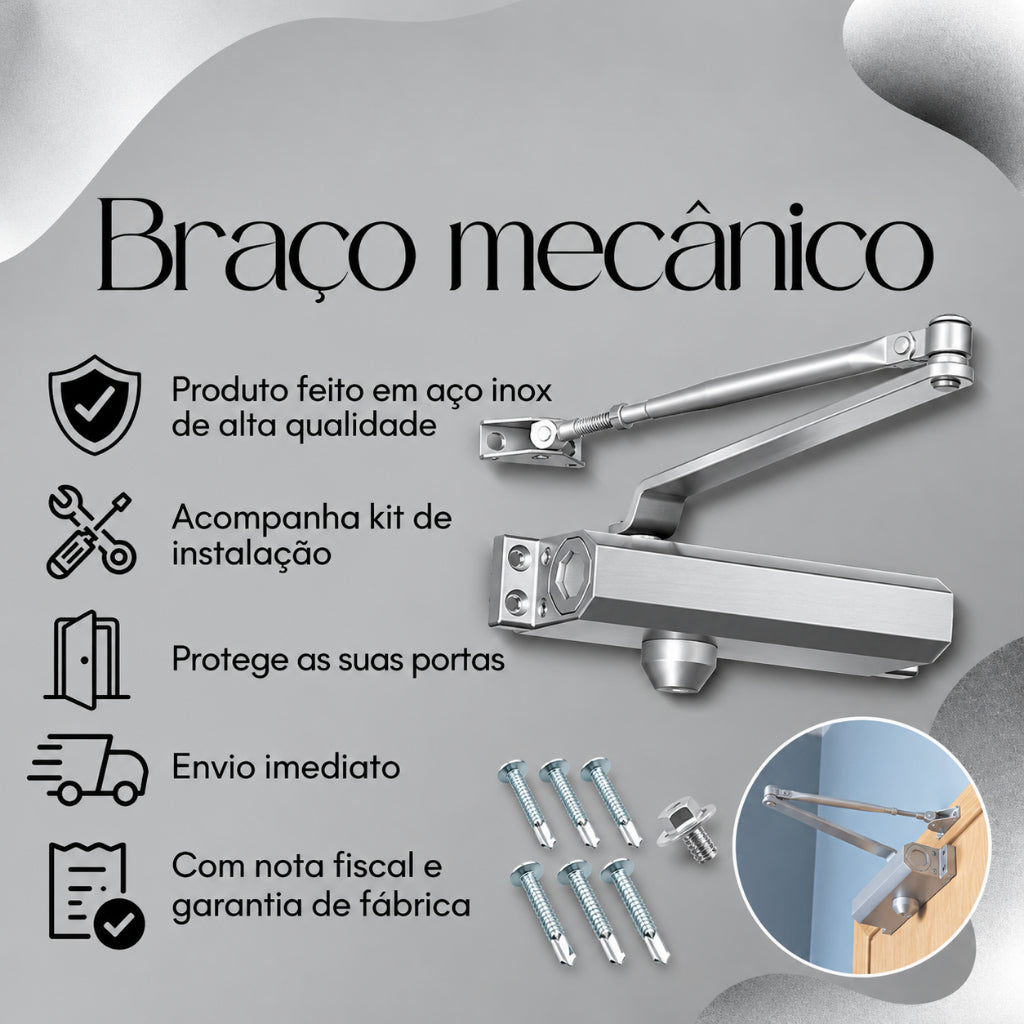Mola Aérea Automático Fechador Para Portas Externas E Internas Aguenta Até /65KG