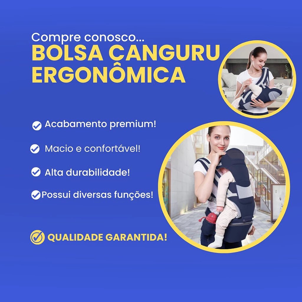 Bolsa Canguru Ergonomica Bebe Nenem Infantil Com Cinto Reforçada Sling Bolsos Passeio Caminhada Viagem
