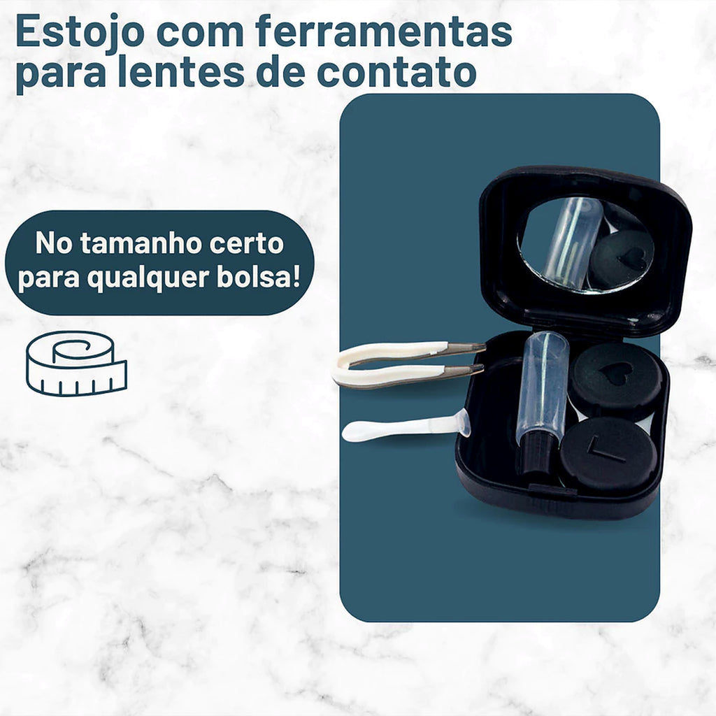 Kit Lentes de Contato Completo com Espelho Prático e Portátil Kit Pinça Ventosa Espelho