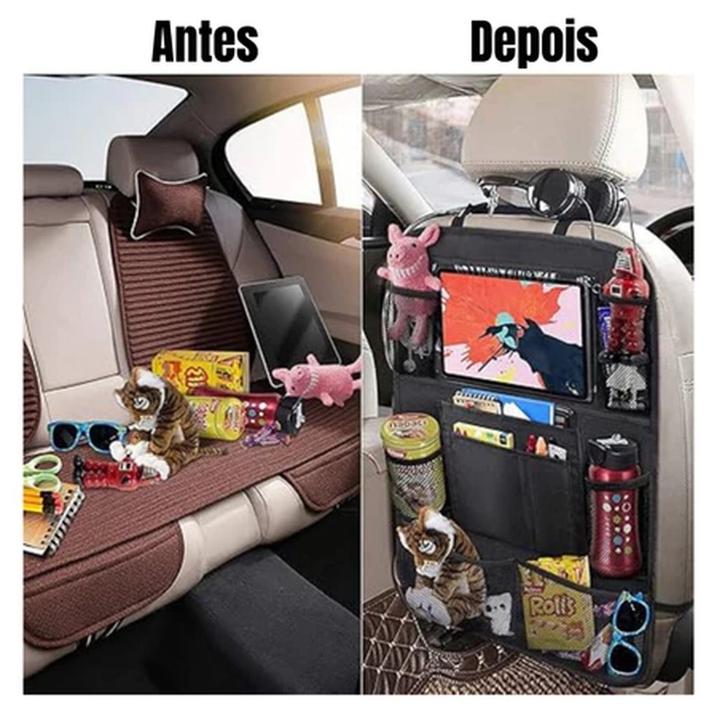 Bolsa Organizadora Porta Trecos Carro Acessórios P/ Assento Organizador Suporte Tablet Veículo Banco Passageiro