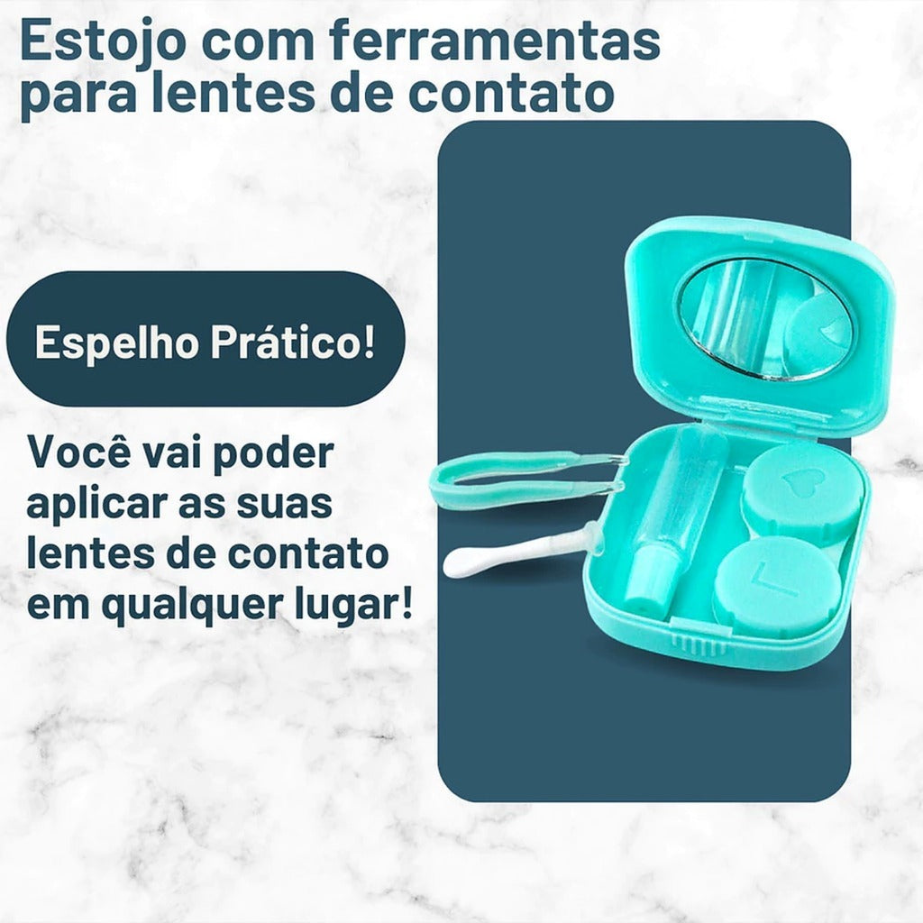 Kit Lentes de Contato Completo com Espelho Prático e Portátil Kit Pinça Ventosa Espelho