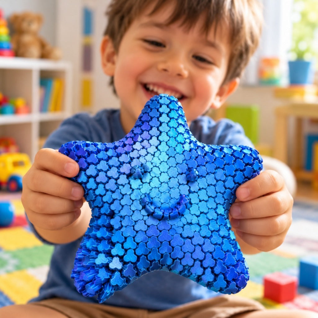 Brinquedo Sensorial Estrela Feliz Grande Articulada Fidget Toy Antiestresse Infantil Adulto