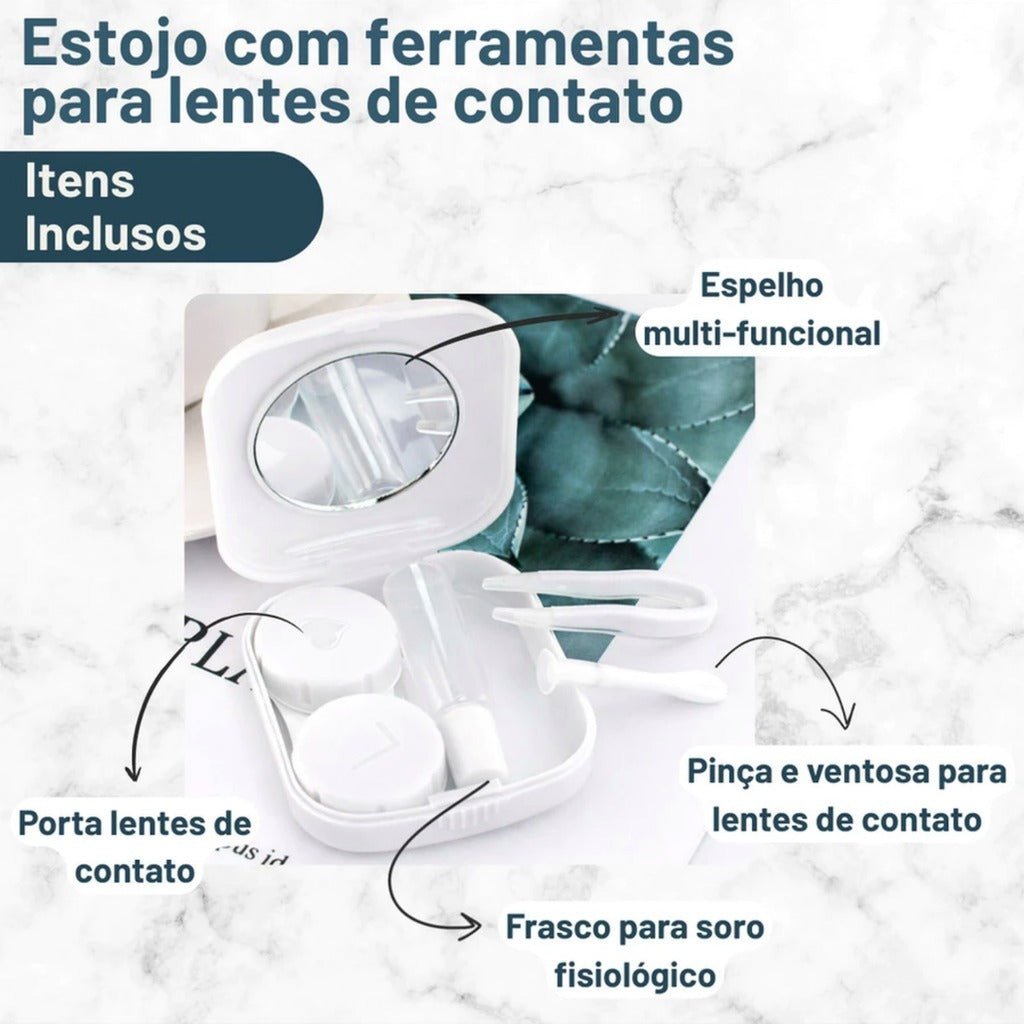 Kit Lentes de Contato Completo com Espelho Prático e Portátil Kit Pinça Ventosa Espelho