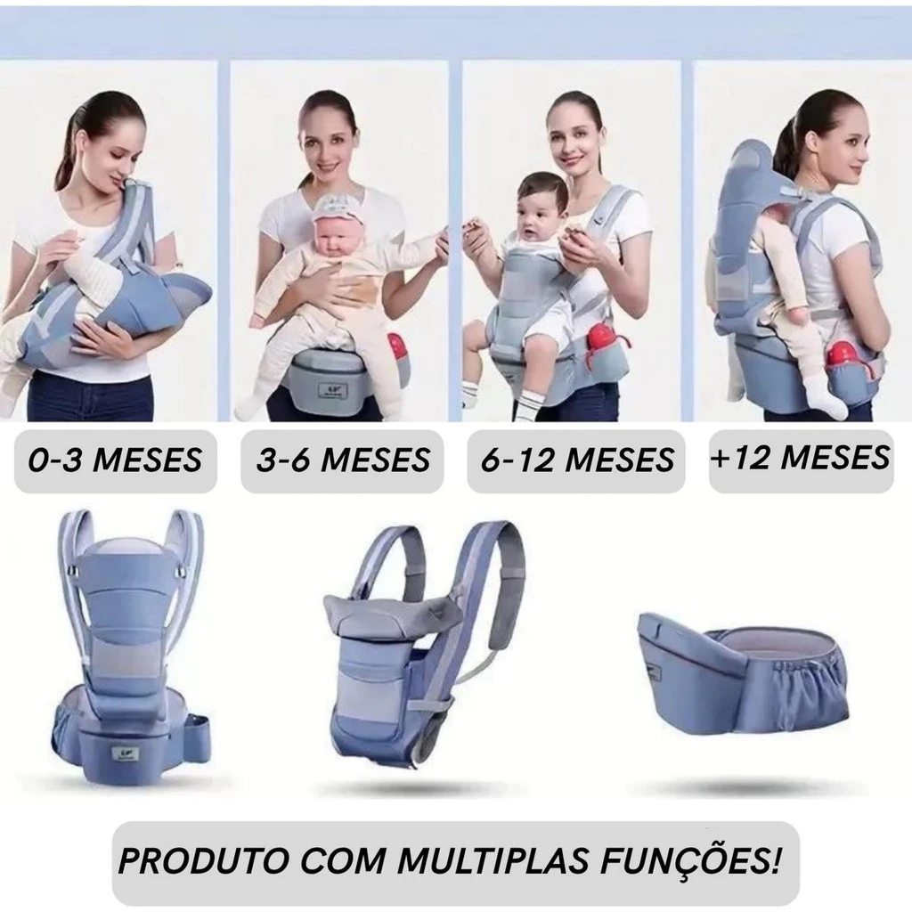 Bolsa Canguru Ergonomica Bebe Nenem Infantil Com Cinto Reforçada Sling Bolsos Passeio Caminhada Viagem
