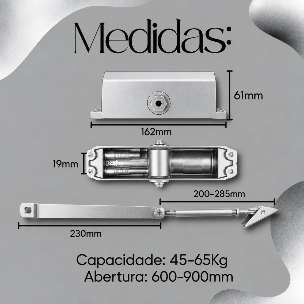 Mola Aérea Automático Fechador Para Portas Externas E Internas Aguenta Até /65KG