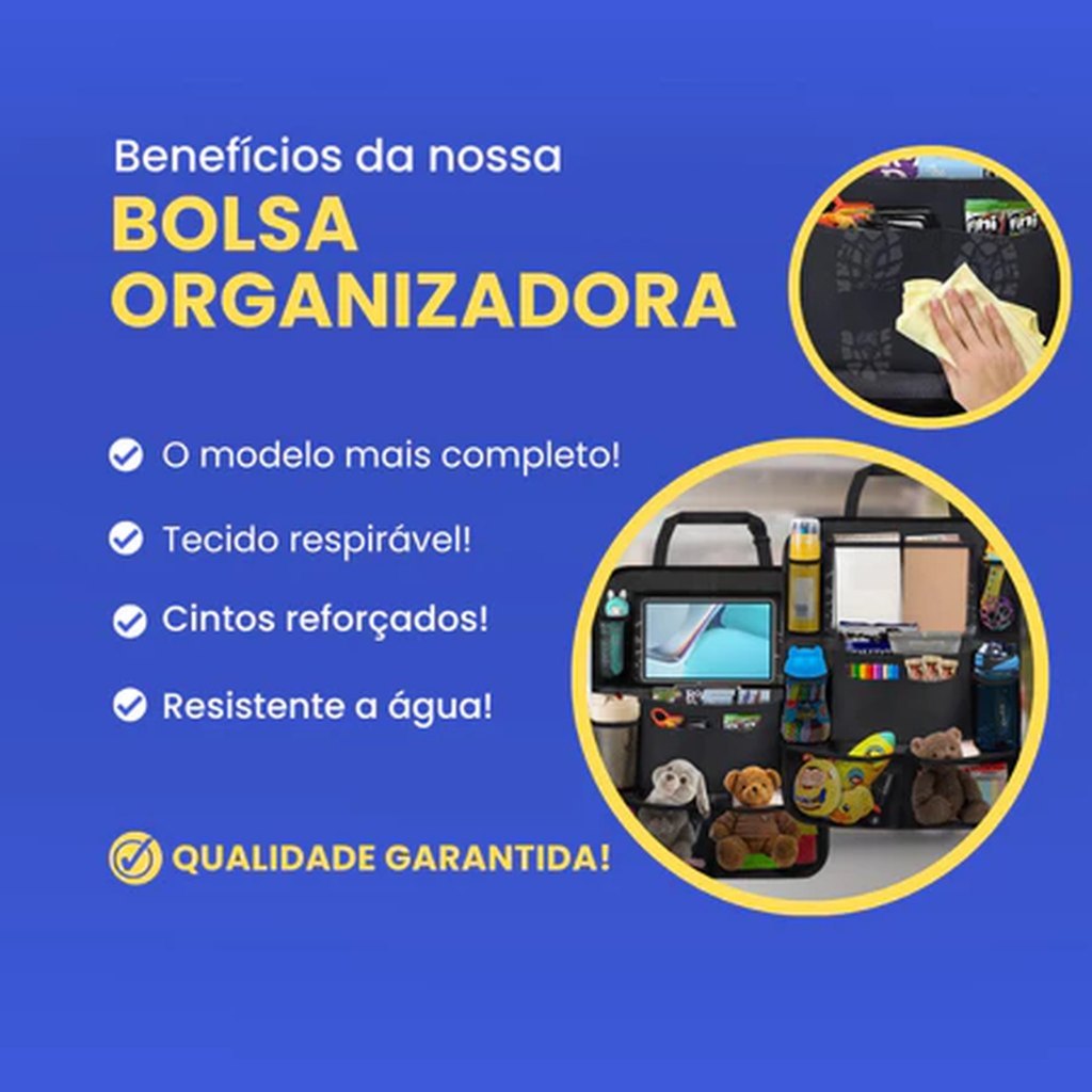 Bolsa Organizadora Porta Trecos Carro Acessórios P/ Assento Organizador Suporte Tablet Veículo Banco Passageiro
