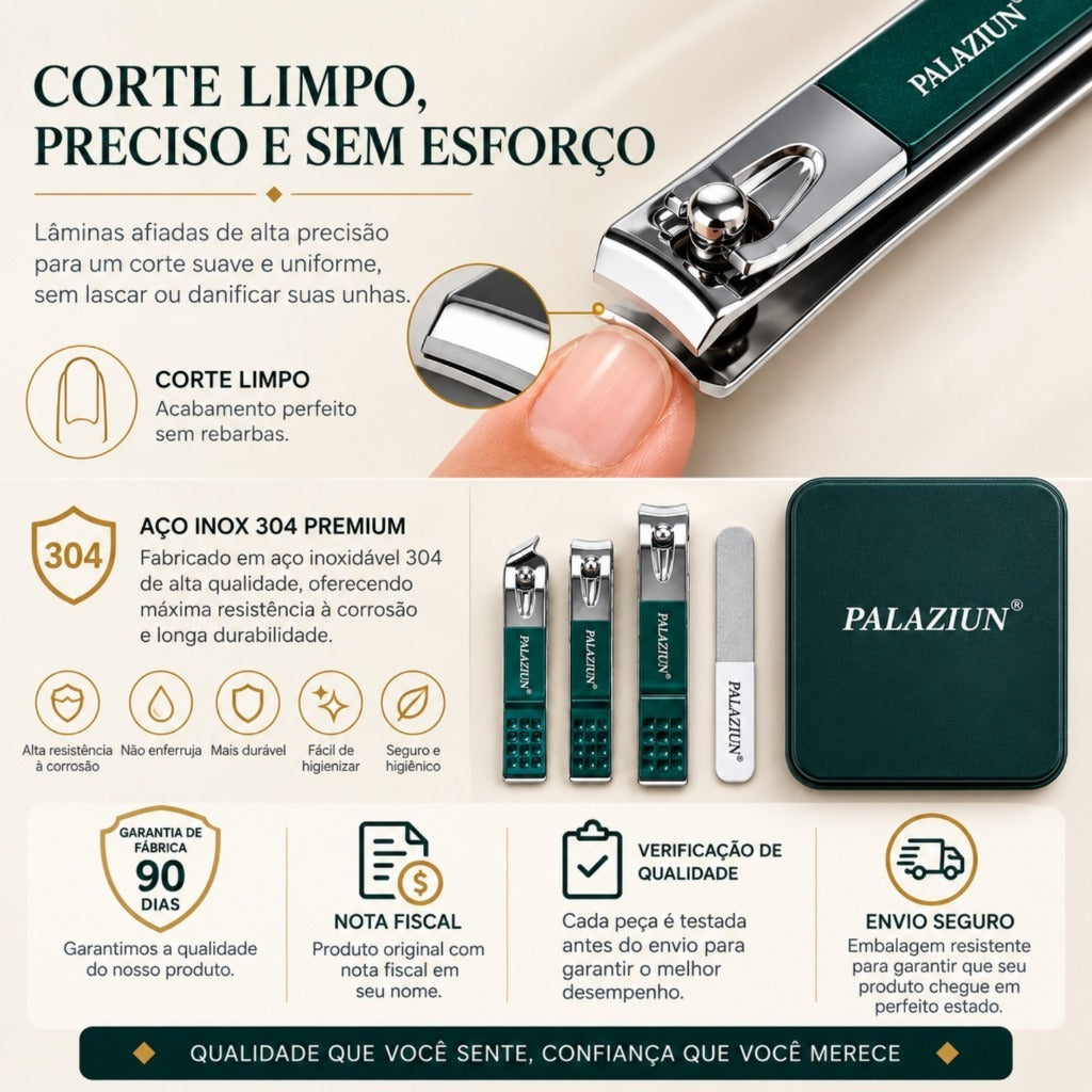 Alicate Cortador Desencravador de Unhas Grossas Lixa Ponta Reta Curva Alicatinho Com Estojo Manicure Pedicure Luxo Inox