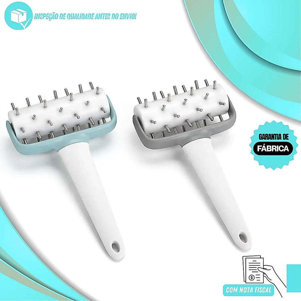 Rolo Furador de Bolha Amassador de Massas Pizza Gourmet Pinos Em Aço Inox Rolinho Culinario Pizzaria Padaria Profissiona