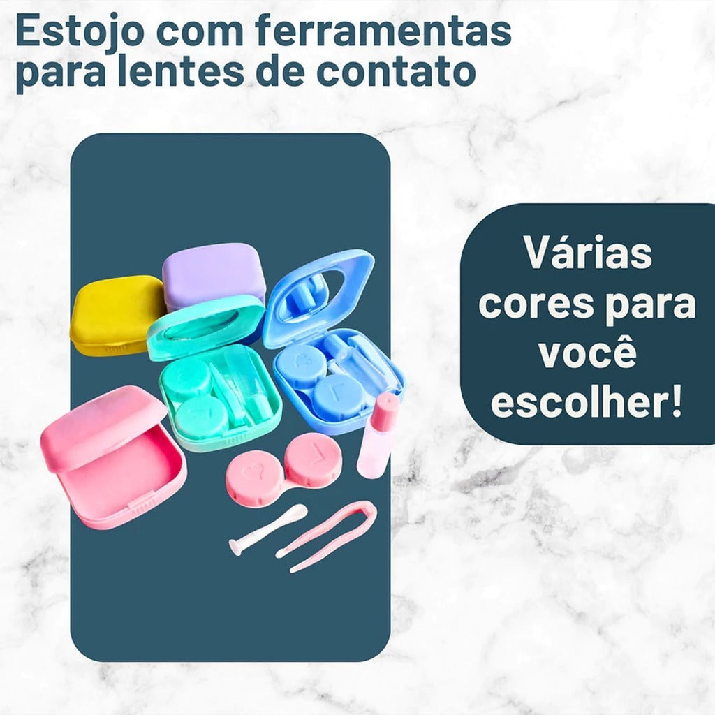 Kit Lentes de Contato Completo com Espelho Prático e Portátil Kit Pinça Ventosa Espelho