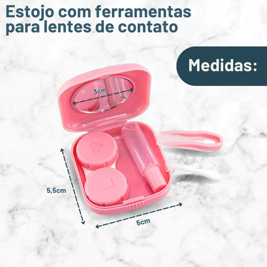 Kit Lentes de Contato Completo com Espelho Prático e Portátil Kit Pinça Ventosa Espelho