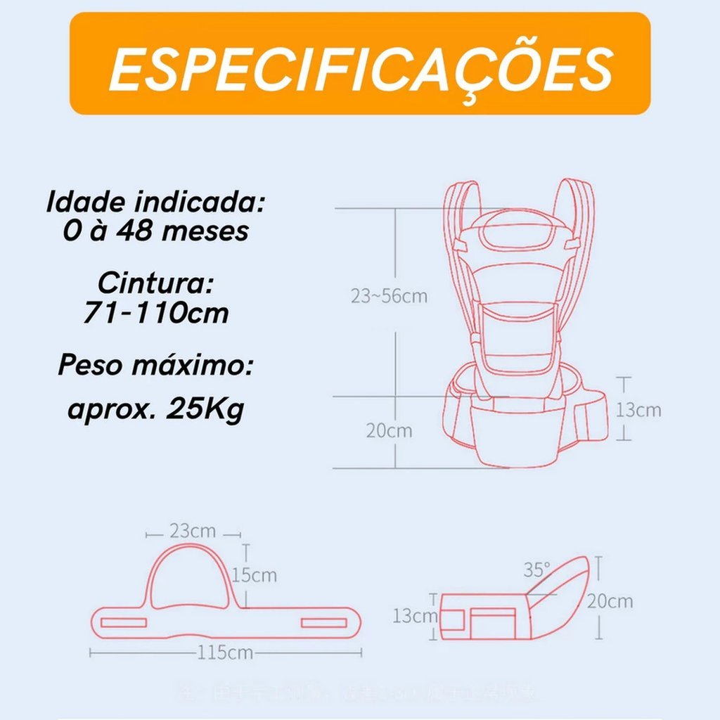 Bolsa Canguru Ergonomica Bebe Nenem Infantil Com Cinto Reforçada Sling Bolsos Passeio Caminhada Viagem