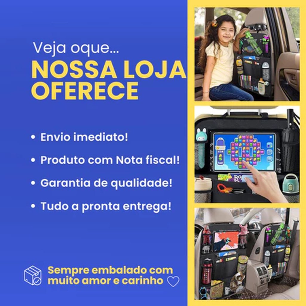 Bolsa Organizadora Porta Trecos Carro Acessórios P/ Assento Organizador Suporte Tablet Veículo Banco Passageiro