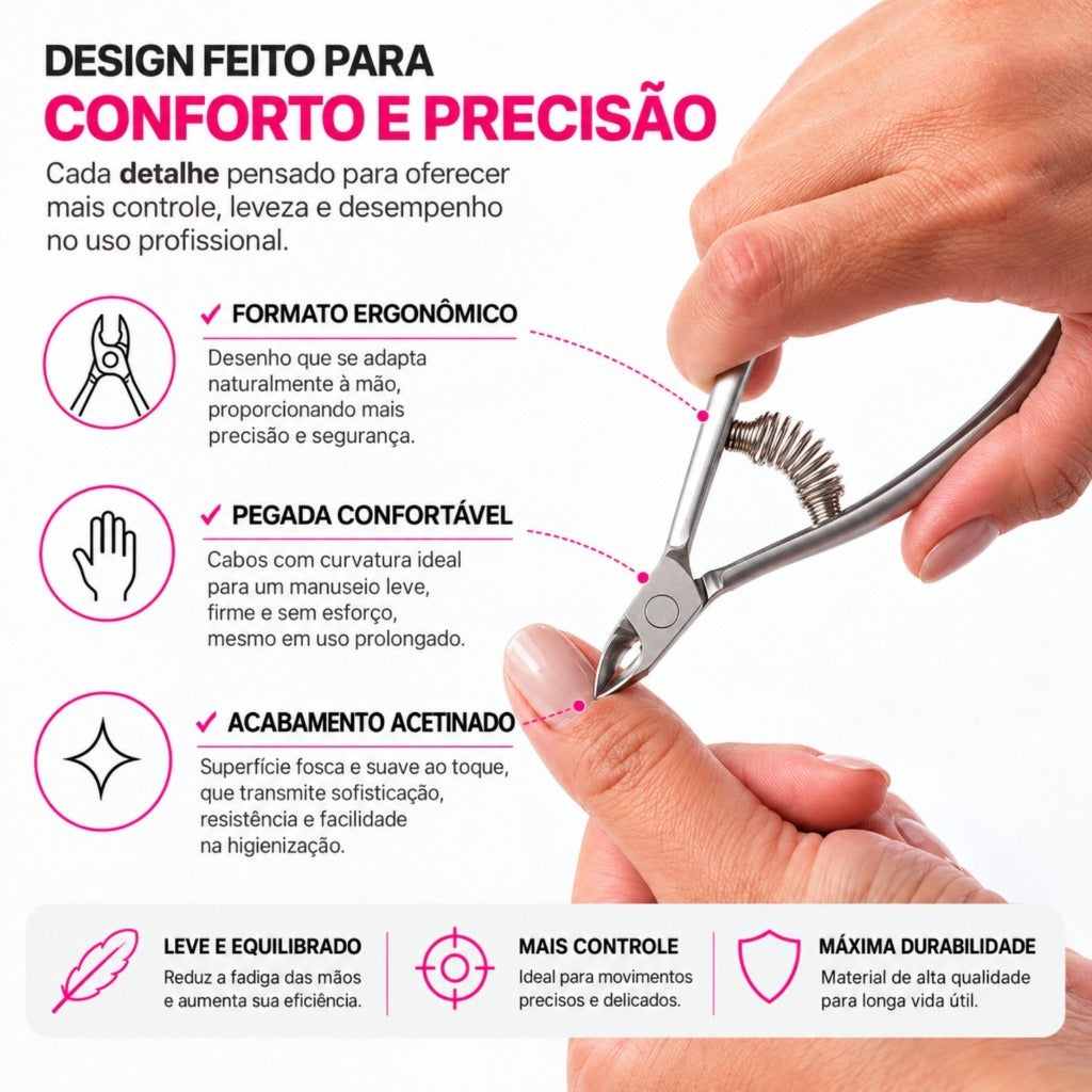 Alicate Para Fazer Tirar Cuticula Profissional Alicatinho Aço Inox Com Mola Pé Mão Cutilagem Pedicure Manicure Prateado