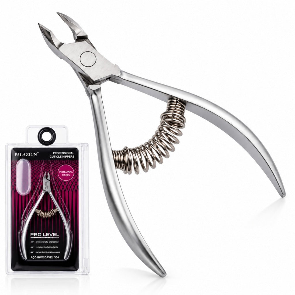 Alicate Para Fazer Tirar Cuticula Profissional Alicatinho Aço Inox Com Mola Pé Mão Cutilagem Pedicure Manicure Prateado