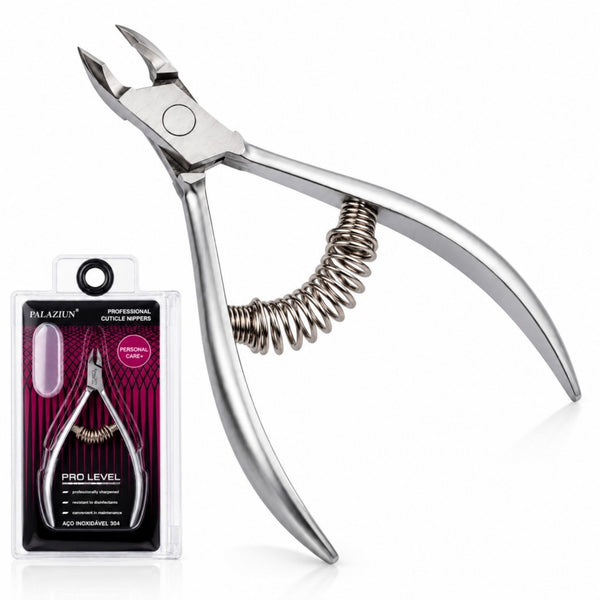 Alicate Para Fazer Tirar Cuticula Profissional Alicatinho Aço Inox Com Mola Pé Mão Cutilagem Pedicure Manicure Prateado
