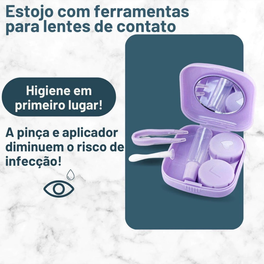 Kit Lentes de Contato Completo com Espelho Prático e Portátil Kit Pinça Ventosa Espelho