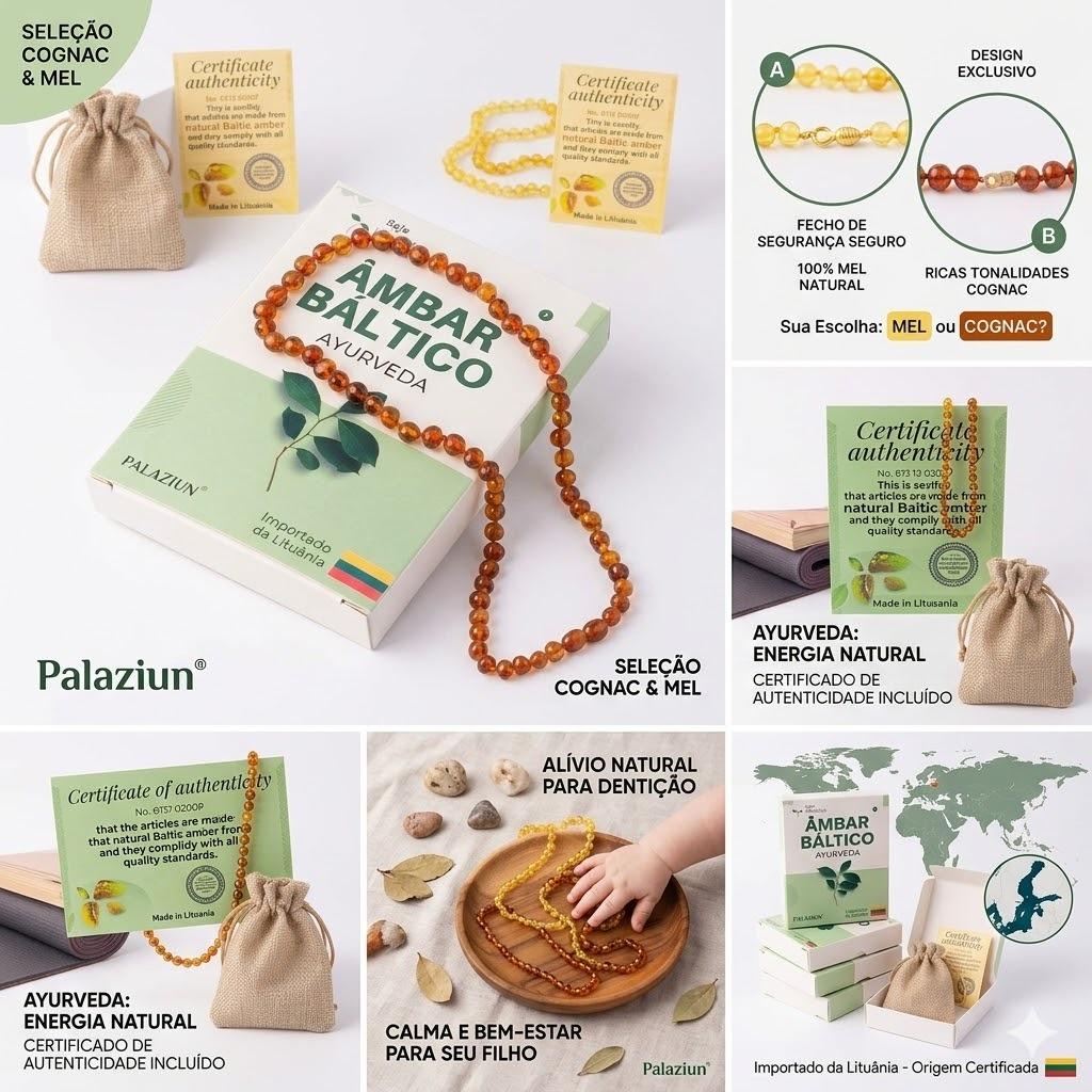 Colar de Âmbar de 0 a 3 anos Proteção e Saúde Criança - Original Com Certificado 33cm