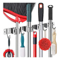 Suporte Vassoura Utensilios Ferramentas Inox 9 Acessórios Grande Porta Vassoureiro Prateado