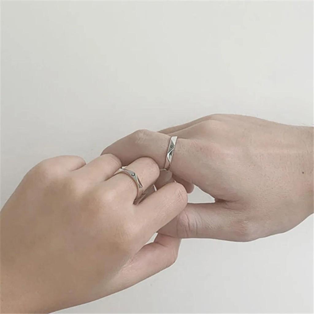Anel do Amor Para Casal De Namorados Sol E Lua Par Com Caixinha - Ajustável Prateado - Entrega Imediata