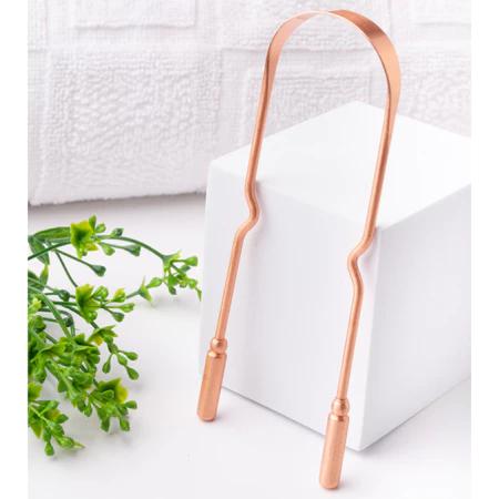 Raspador Limpador de Língua De 100% Cobre Ayurveda Com Bolsinha Plastica Higiênica com Zip