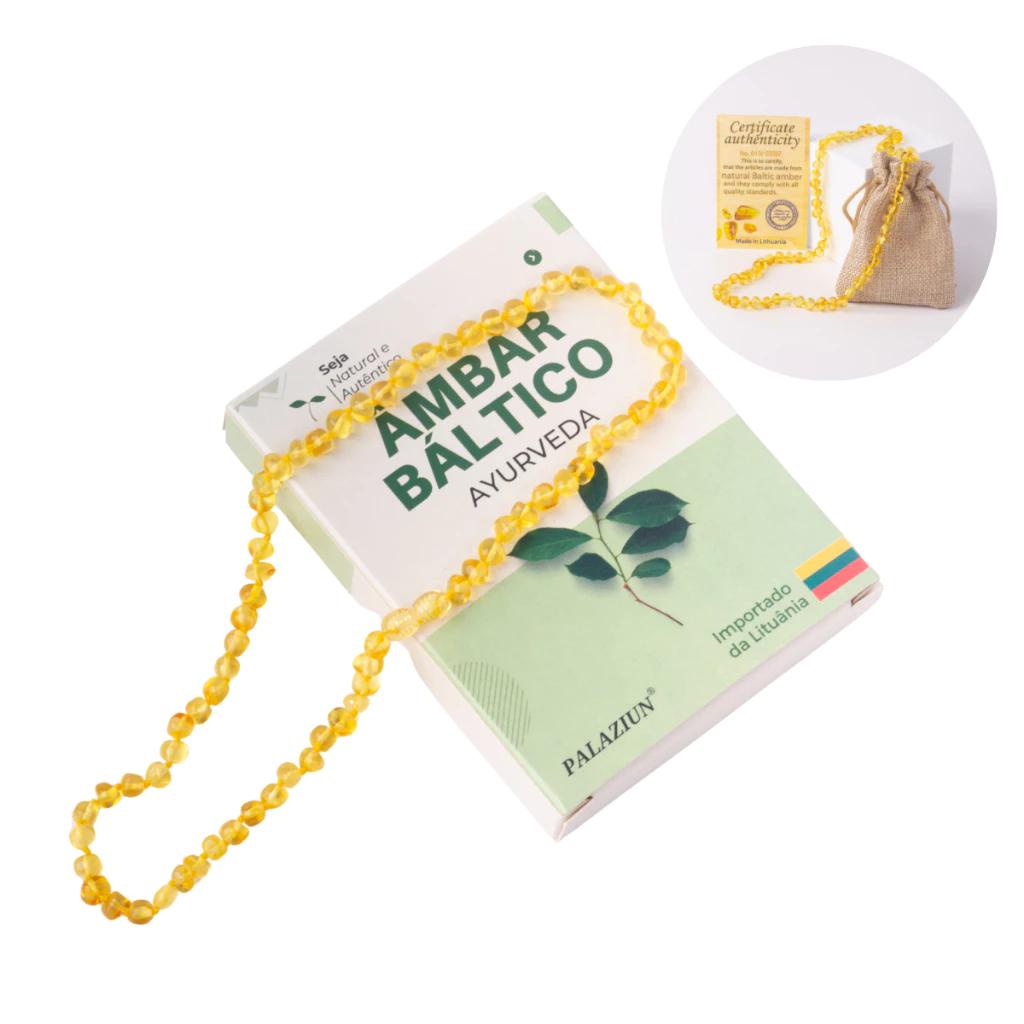 Colar de Âmbar de 0 a 3 anos Proteção e Saúde Criança - Original Com Certificado 33cm