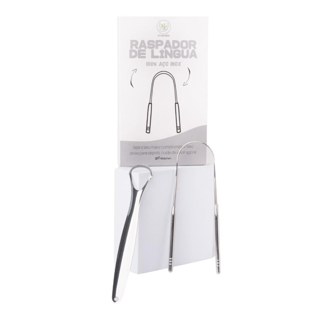 Kit Ferramenta P Limpar Língua 100% Aço Inox Raspagem Lingual Ayurveda Palaziun