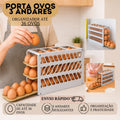 Porta Ovos 3 Andares Rolante em Plástico para Geladeira Deslizante Organizador Armazena 36 Ovos